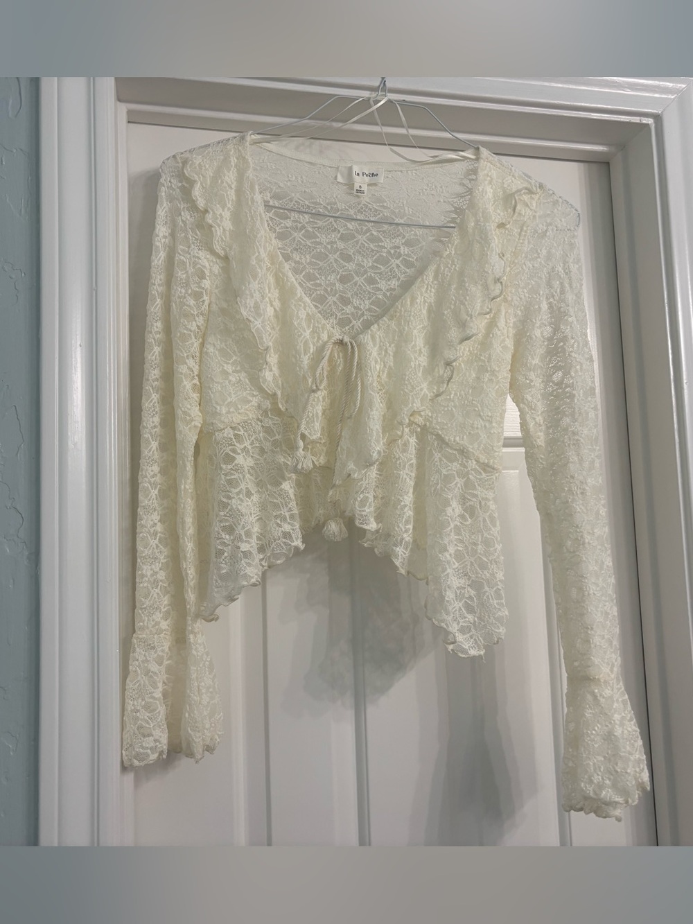 Le Peche Lace Tie Front Cardigan - Picture 1 of 4